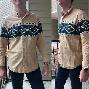 Vintage Western Tan and Green Shirt / by Roper